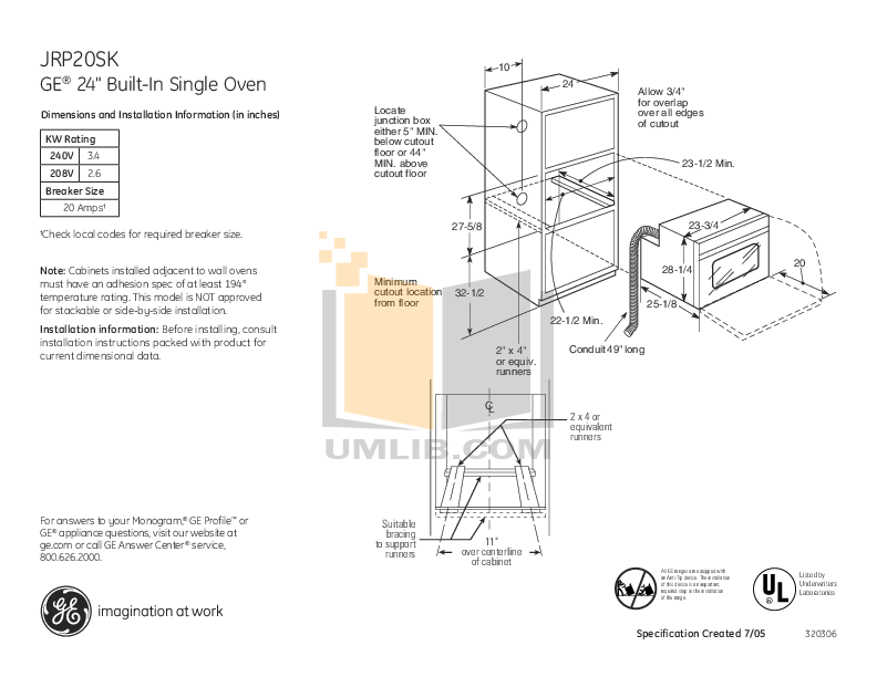 Download free pdf for GE JRP20SKSS Oven manual
