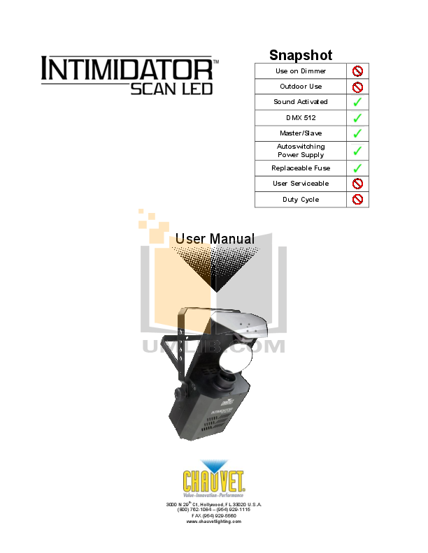 Download free pdf for Chauvet DMX-100 DMX Scanners Other manual