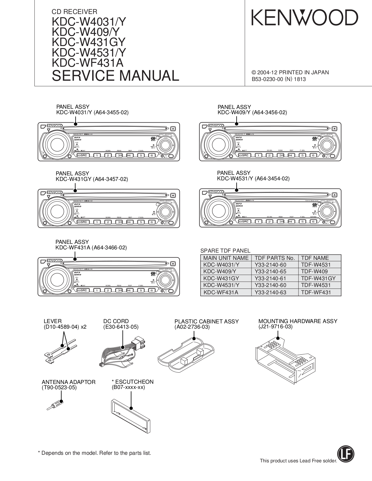 PDF manual for Kenwood Car Receiver KDC-325