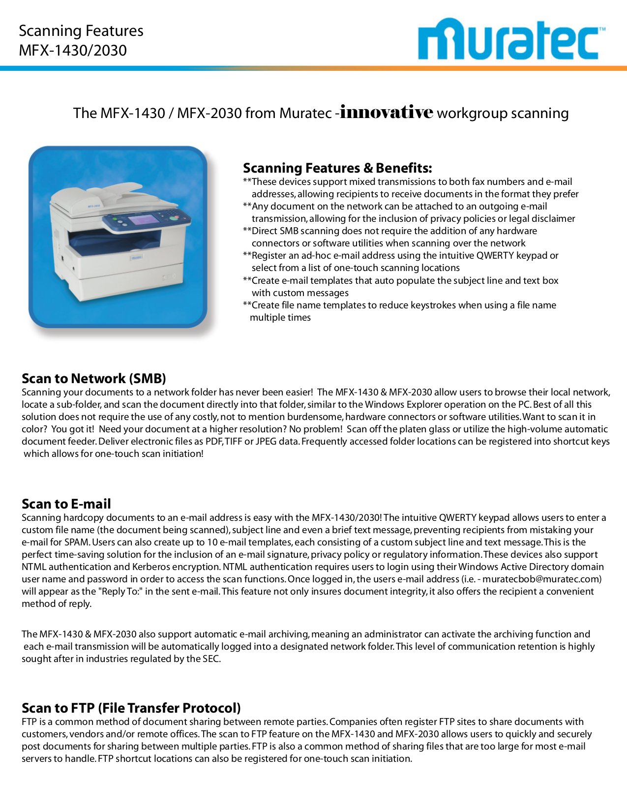 Download free pdf for Muratec MFX-2030 Copier manual