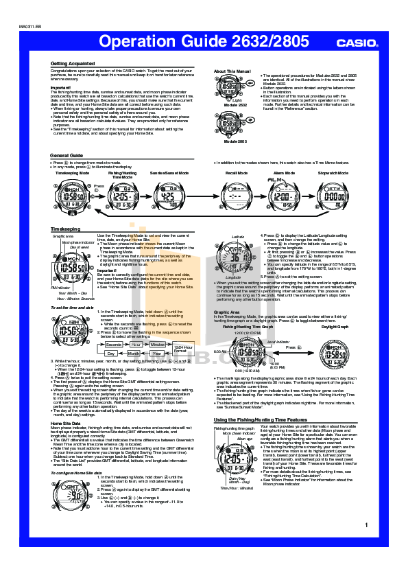 instruction manual for casio pathfinder 1470