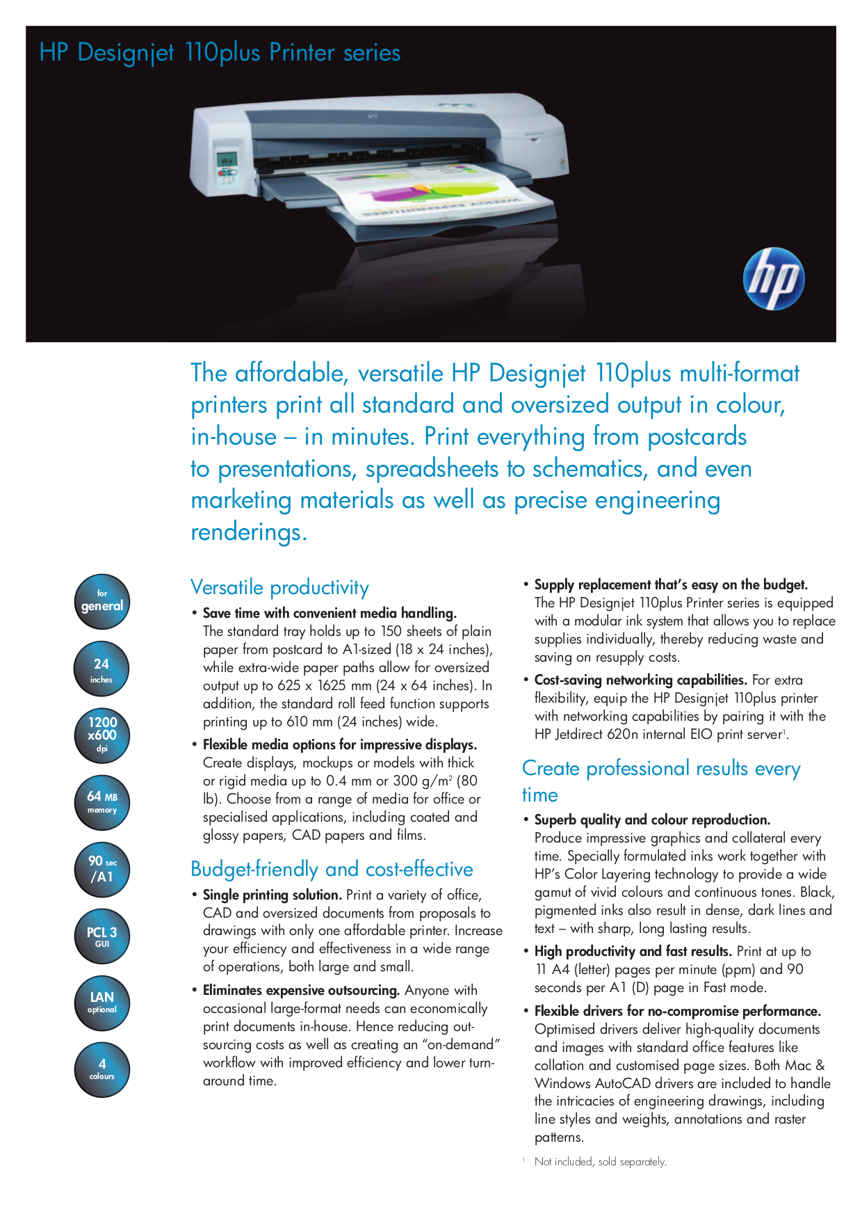 Download free pdf for HP Designjet 110plus r Printer manual