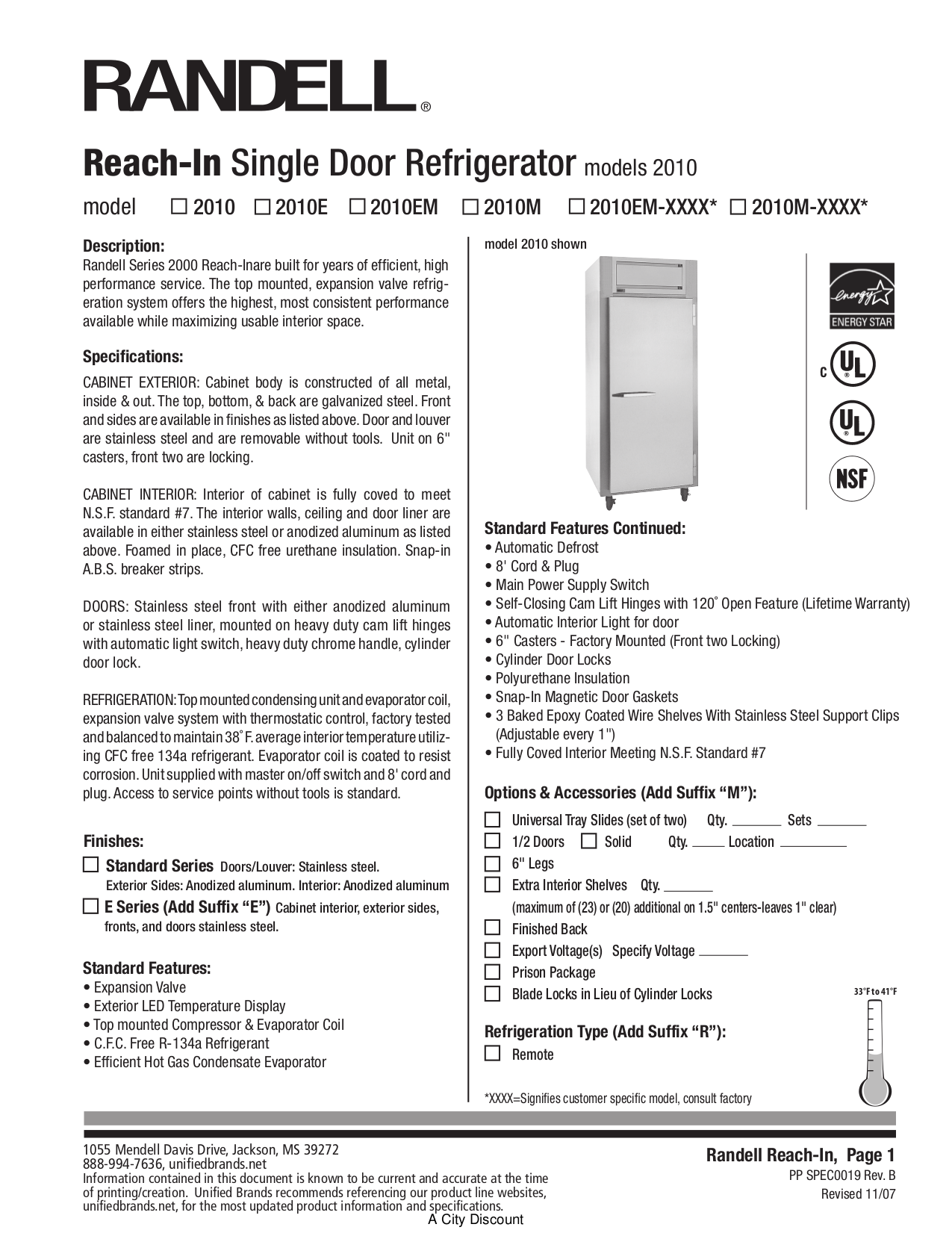 Download free pdf for Randell 2010D Refrigerator manual