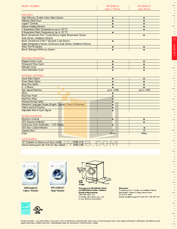 PDF manual for Bosch Dryer Axxis WTL5410UC