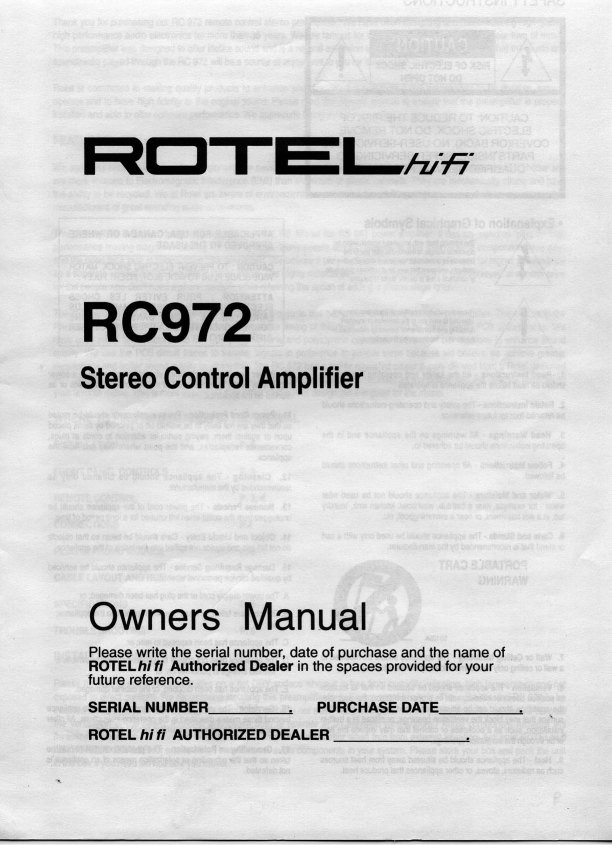 pdf for Rotel CD Player RCD-945AX manual