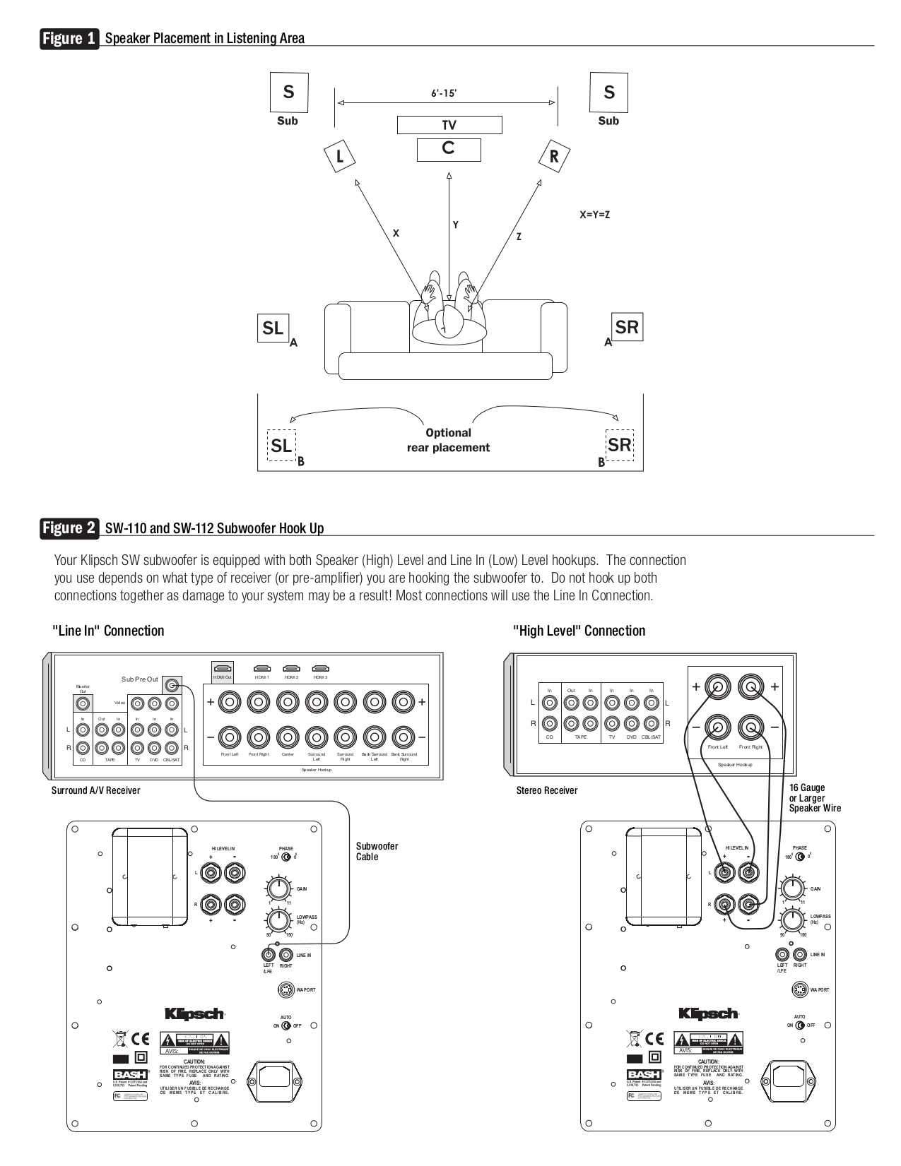 PDF manual for Klipsch Subwoofer SW-15