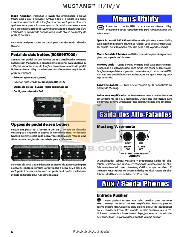 PDF manual for Fender Amp Mustang III