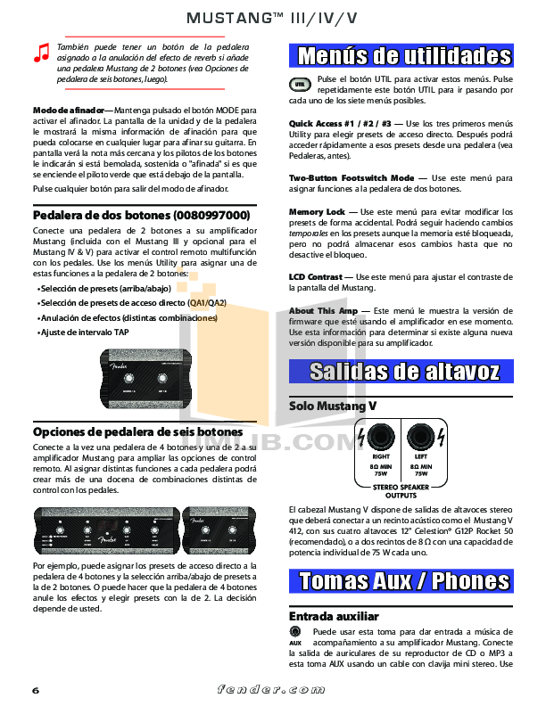 PDF manual for Fender Amp Mustang III