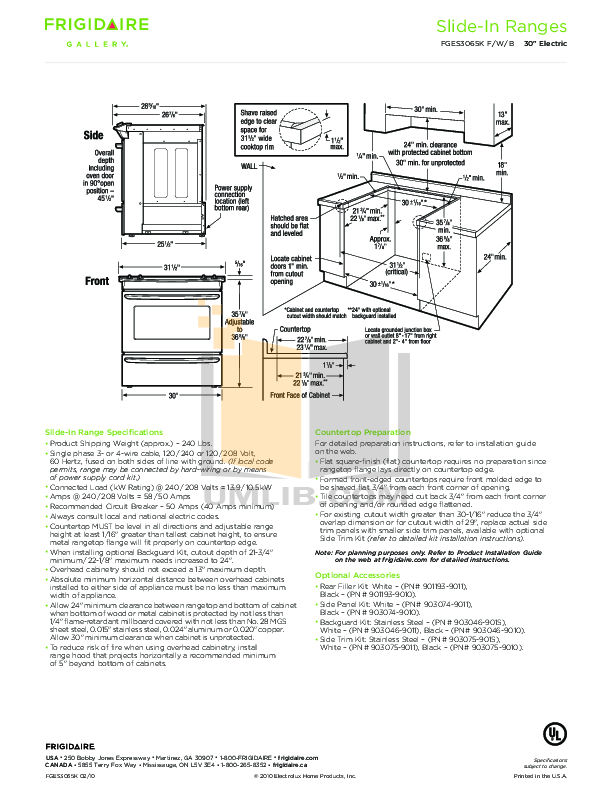 Frigidaire Gallery Gas Range Manual