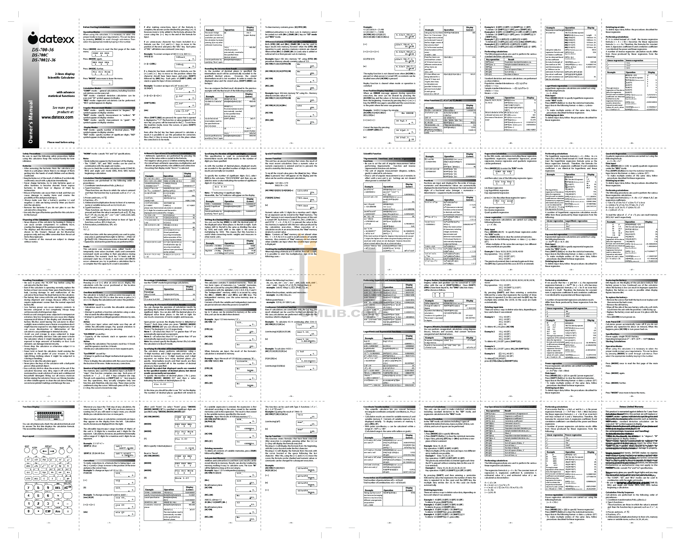 Download free pdf for DateXX DS70036 Calculator manual