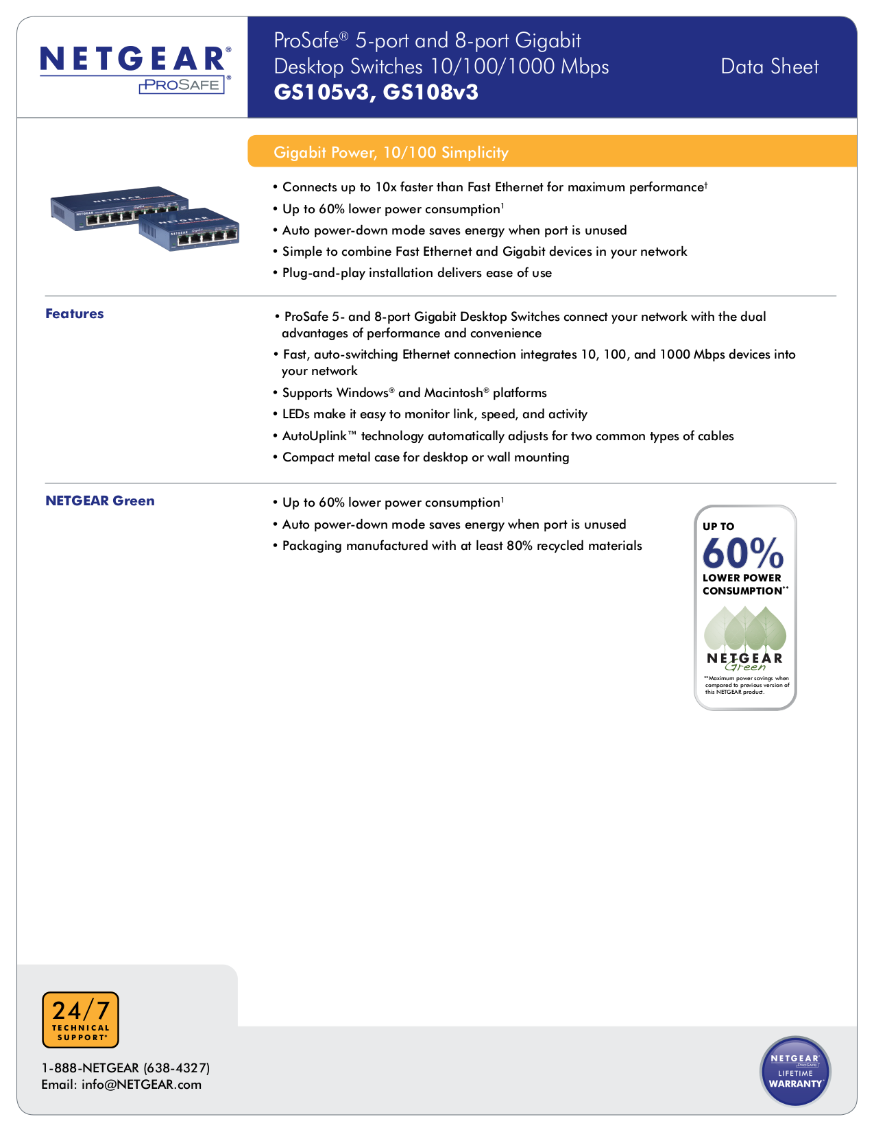 Download free pdf for Netgear ProSafe GS108 Switch manual