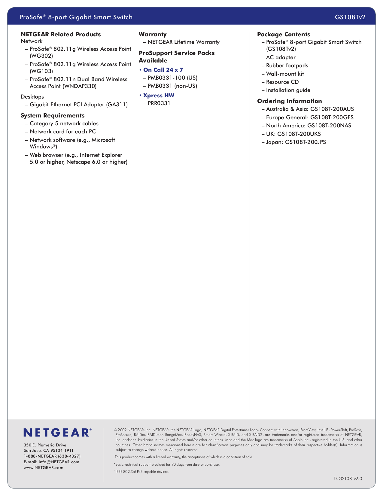 PDF manual for Netgear Switch ProSafe GS108