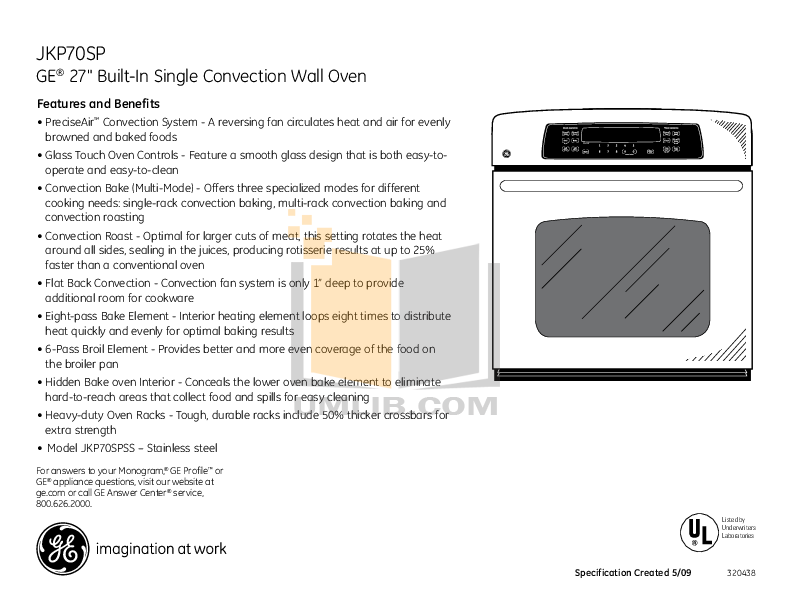 PDF manual for GE Oven JKP70SPSS