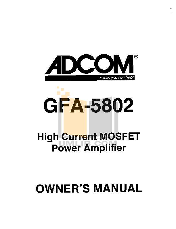 Download free pdf for Adcom GFA-5802 Amp manual
