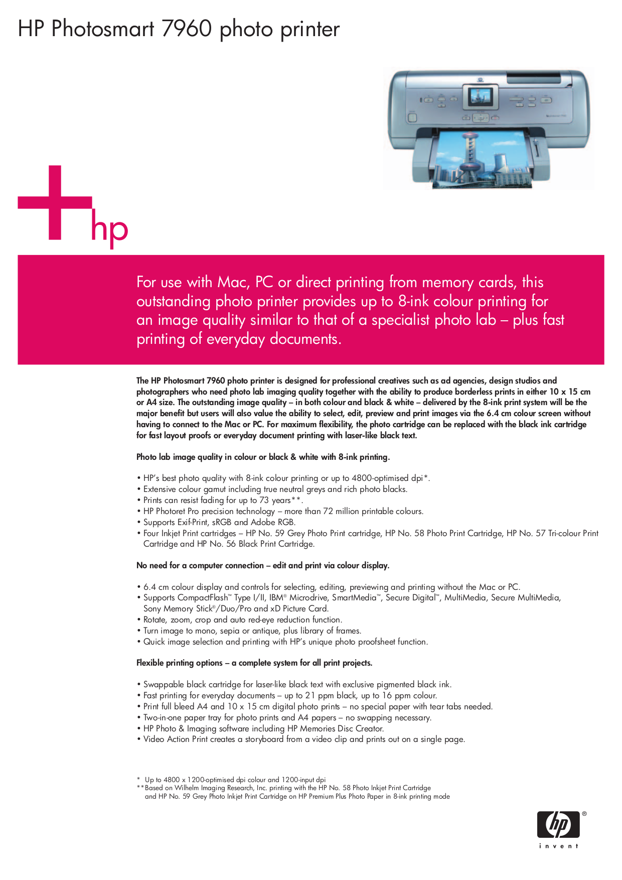 Download free pdf for HP Photosmart 7960 Printer manual