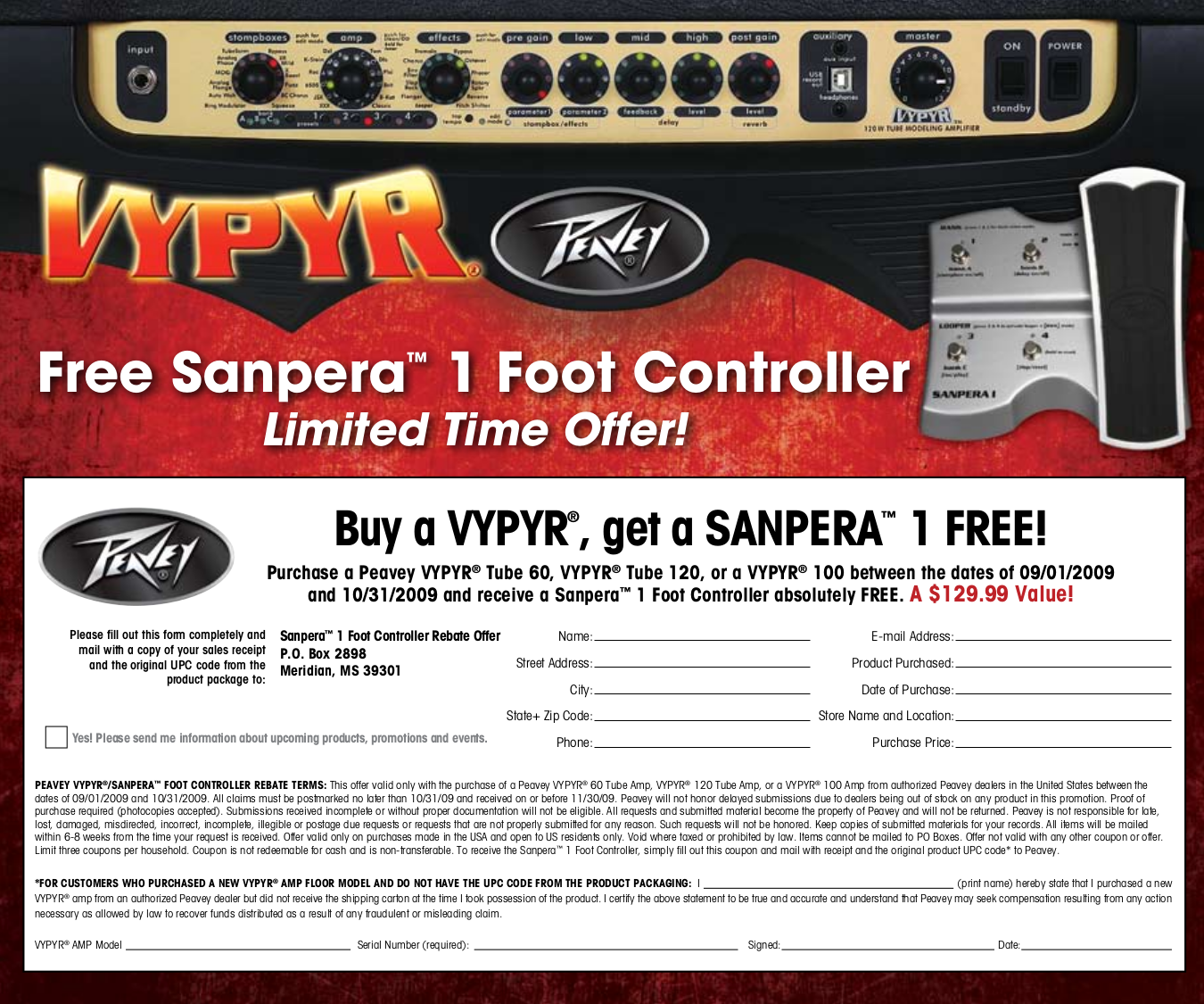 Download free pdf for Peavey Vypyr Tube 120 Amp manual