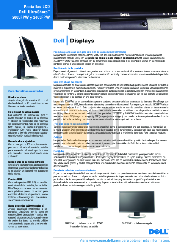 PDF manual for Dell Monitor UltraSharp 2005FPW