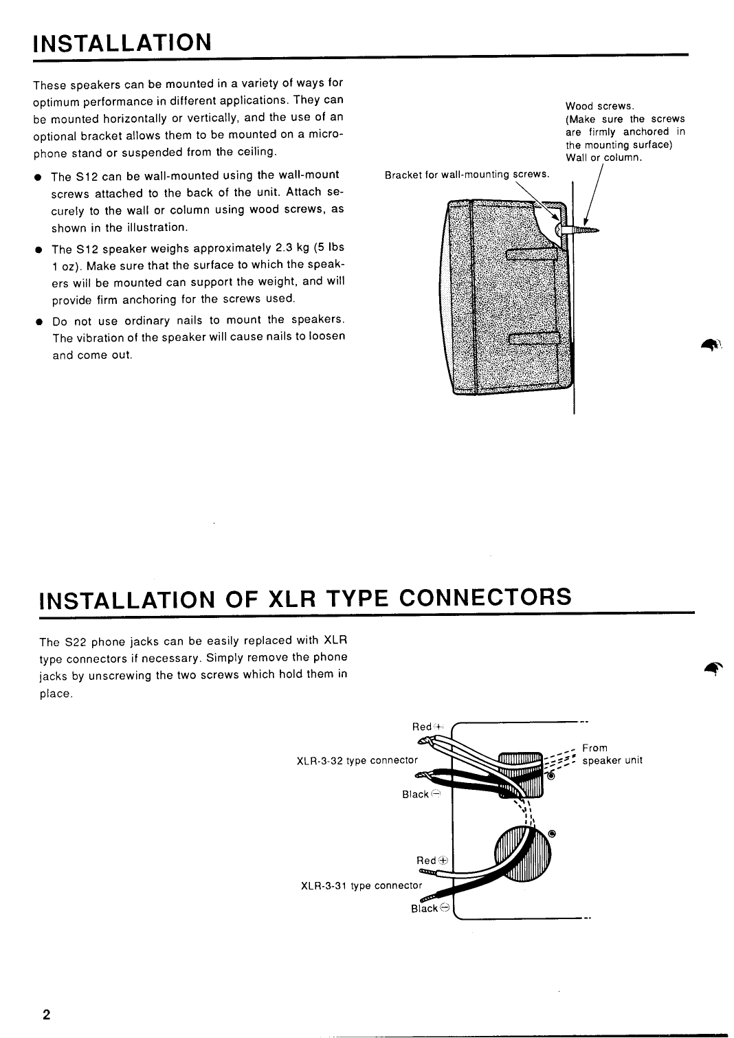 PDF manual for Yamaha Speaker System S22