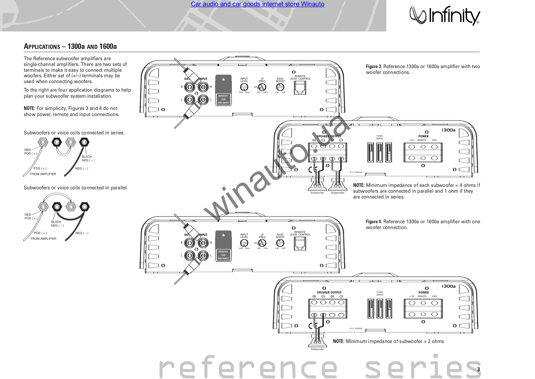 PDF manual for Infinity Car Amplifier Reference 1600A