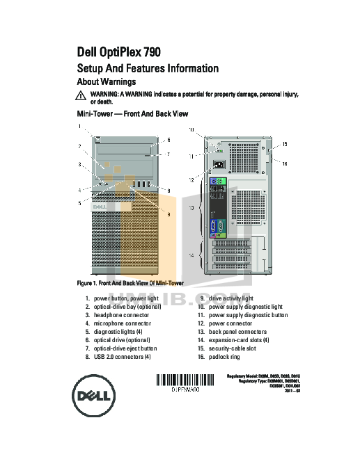 Download free pdf for Dell OptiPlex 790 SFF Desktop manual