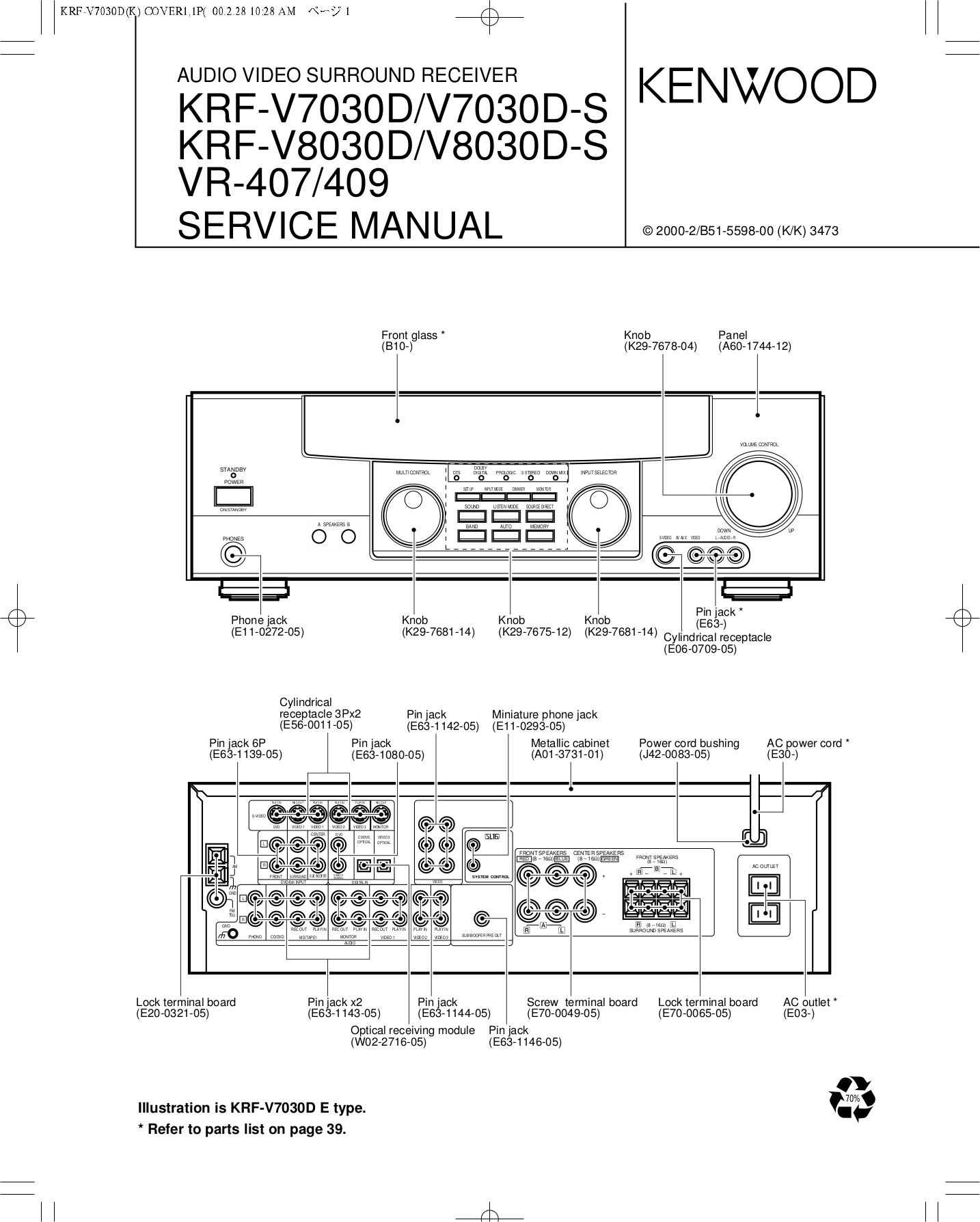 Download free pdf for Kenwood VR407 Receiver manual
