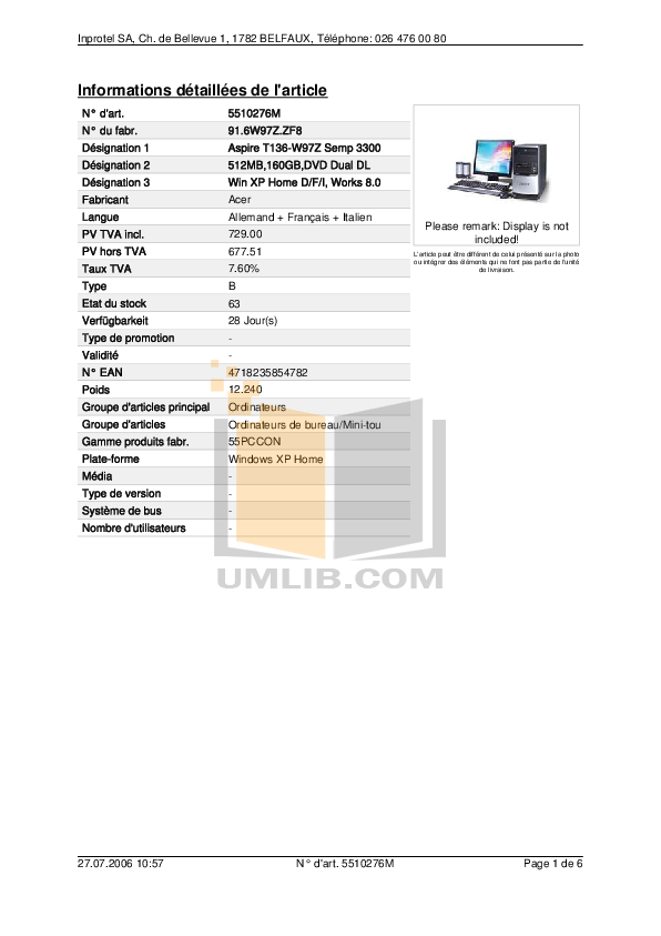 Download free pdf for Acer AL2423 Monitor manual