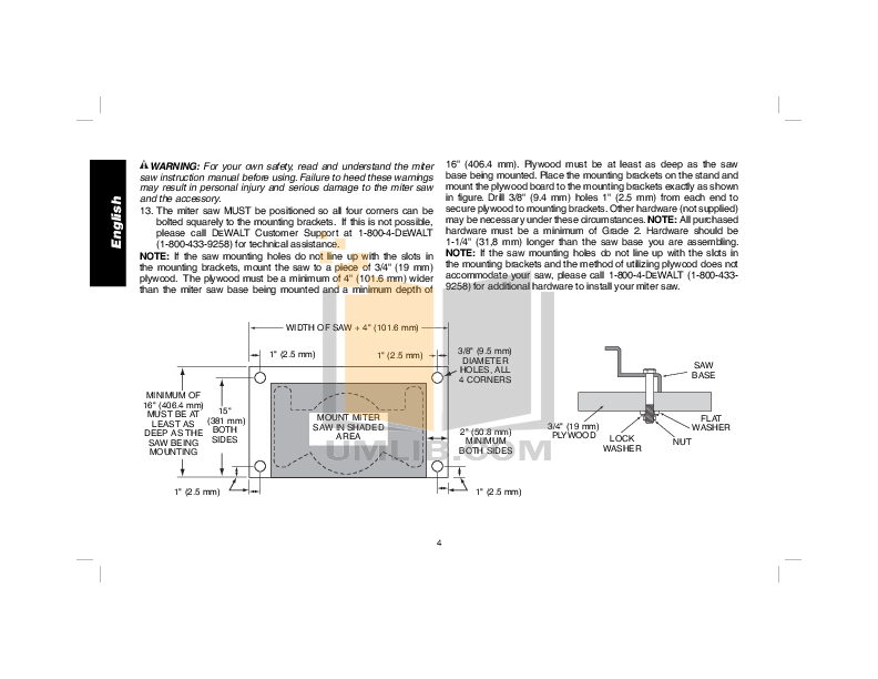 PDF manual for Dewalt Other DW706 Miter Saw