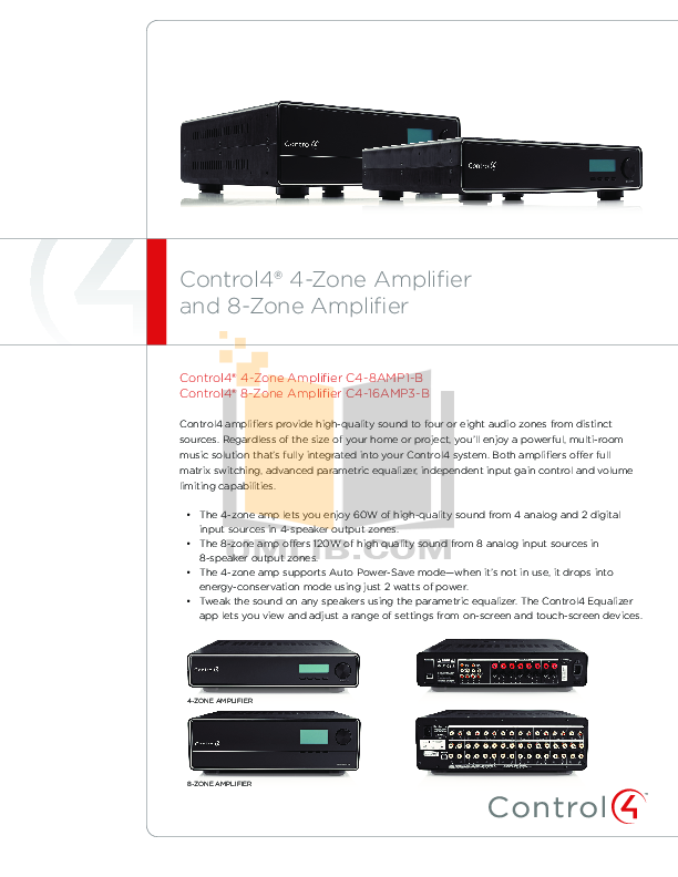 Download Free Pdf For Control4 C4-16AMP3-B Amp Manual