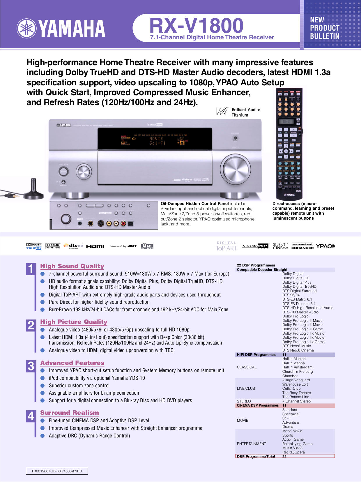 PDF manual for Yamaha Receiver RX-V1800