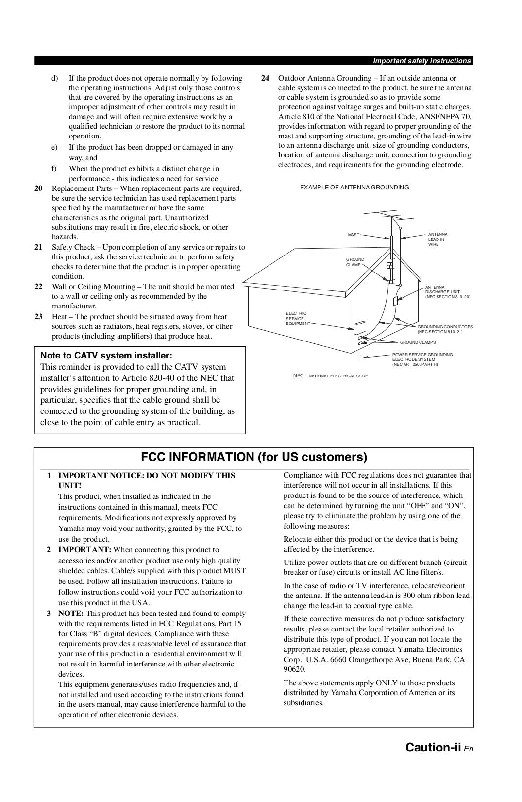 PDF manual for Yamaha Receiver RX-V1800
