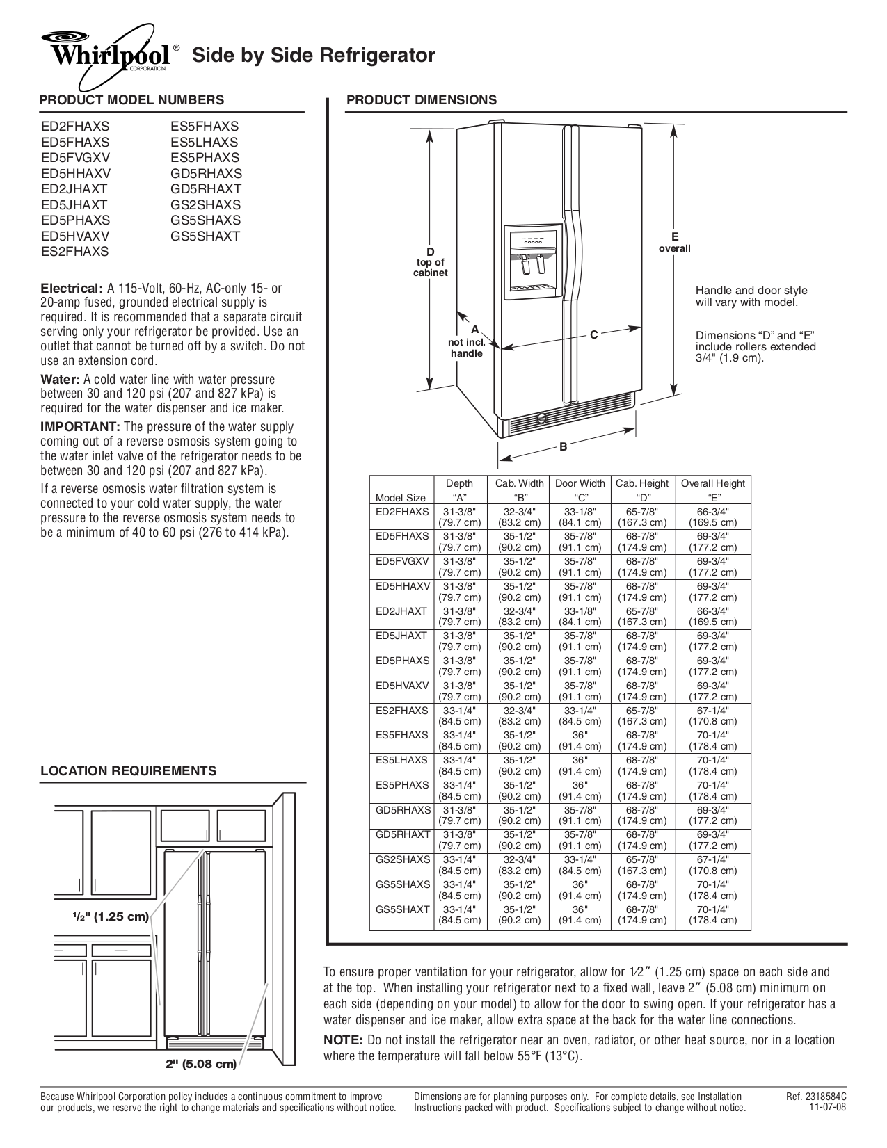Download free pdf for Whirlpool ES2FHAXS Refrigerator manual