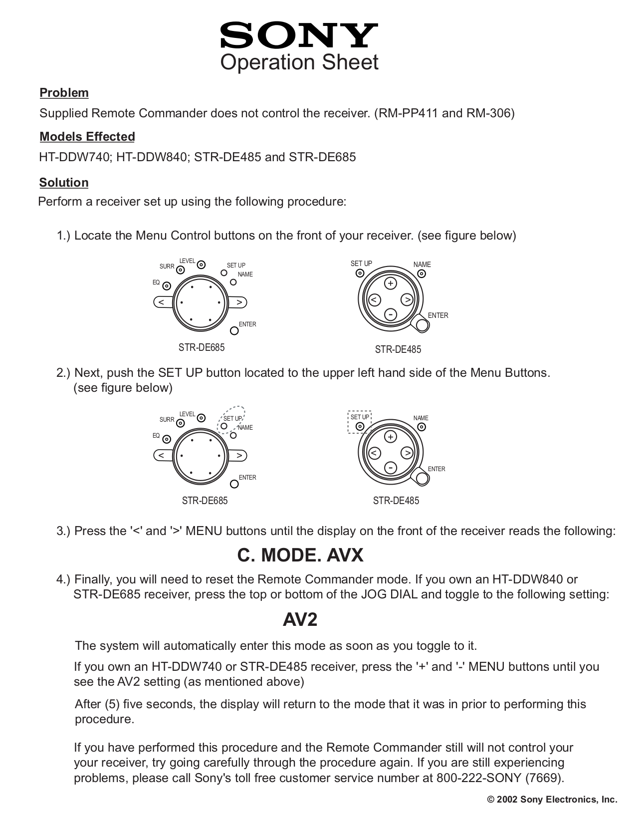 Download free pdf for Sony STR-DE485 Receiver manual