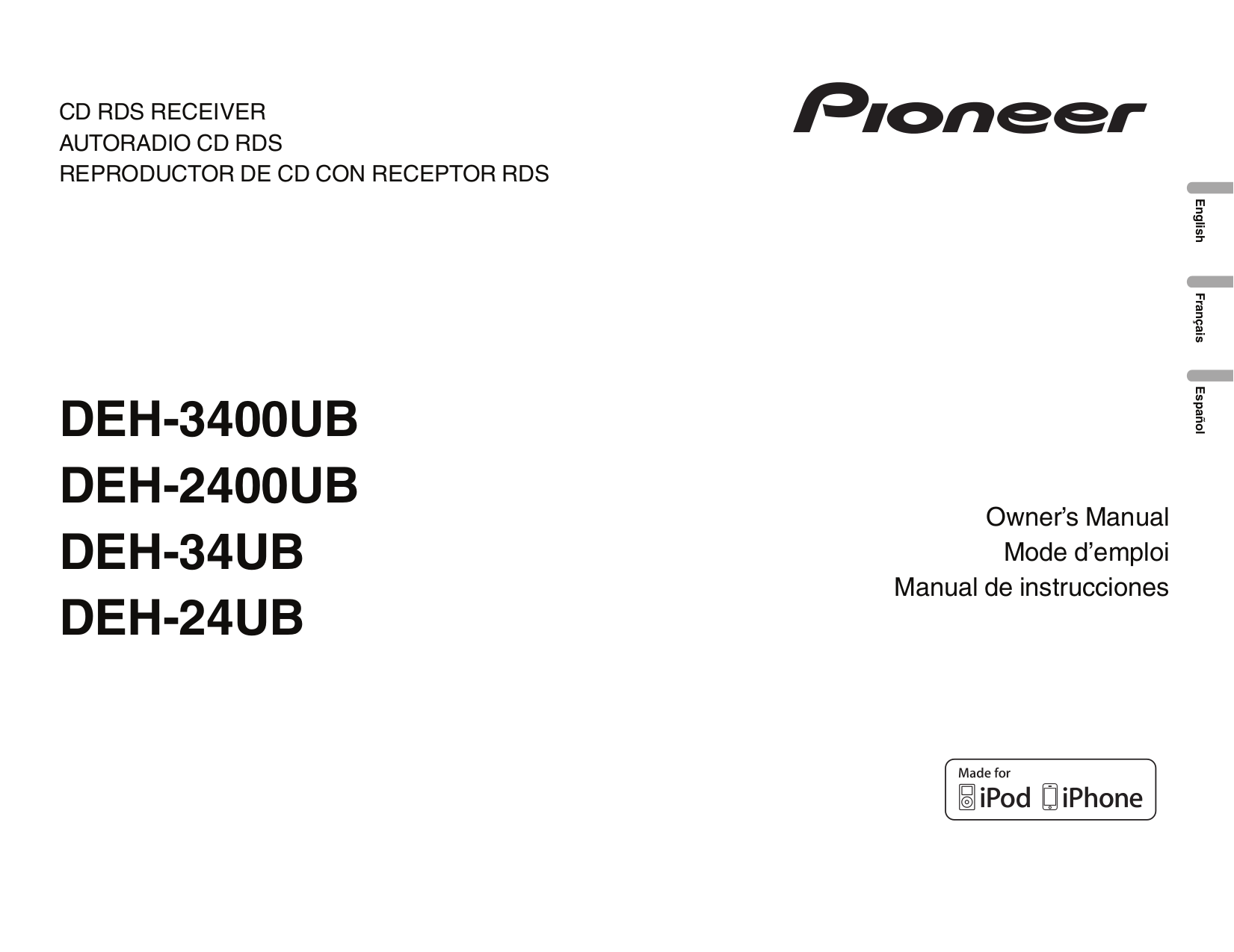 Download free pdf for Pioneer DEH-340 Car Receiver manual