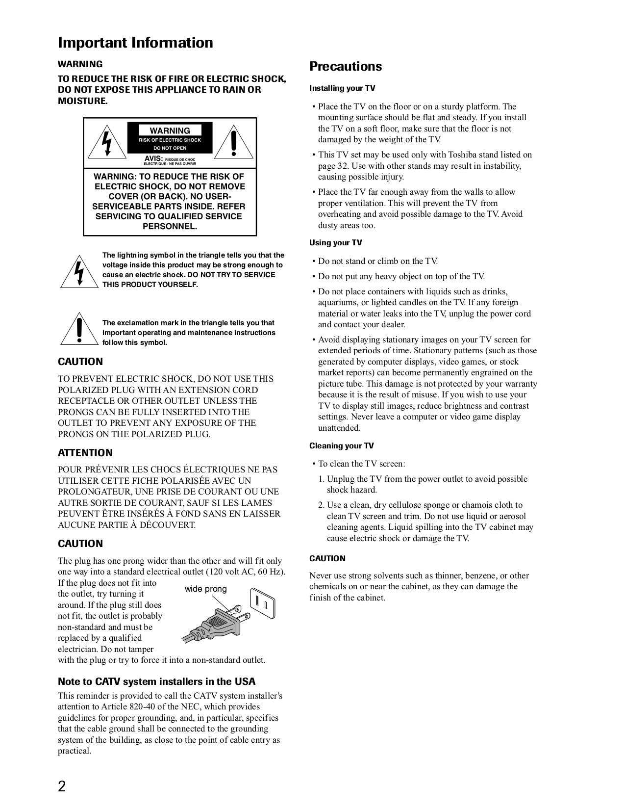 PDF manual for Toshiba TV 36A41