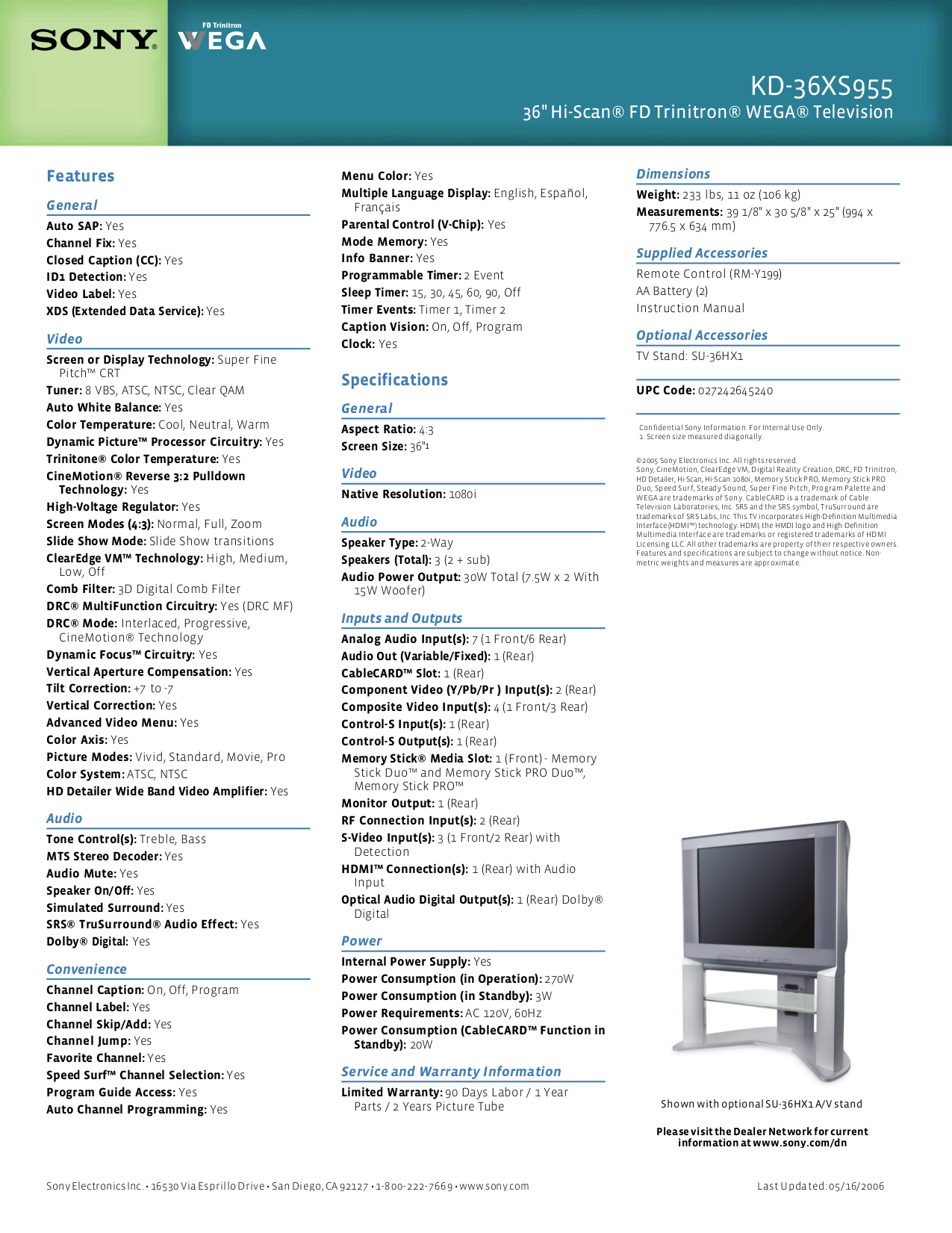 Pdf Manual For Sony Tv Wega Kd 36xs955