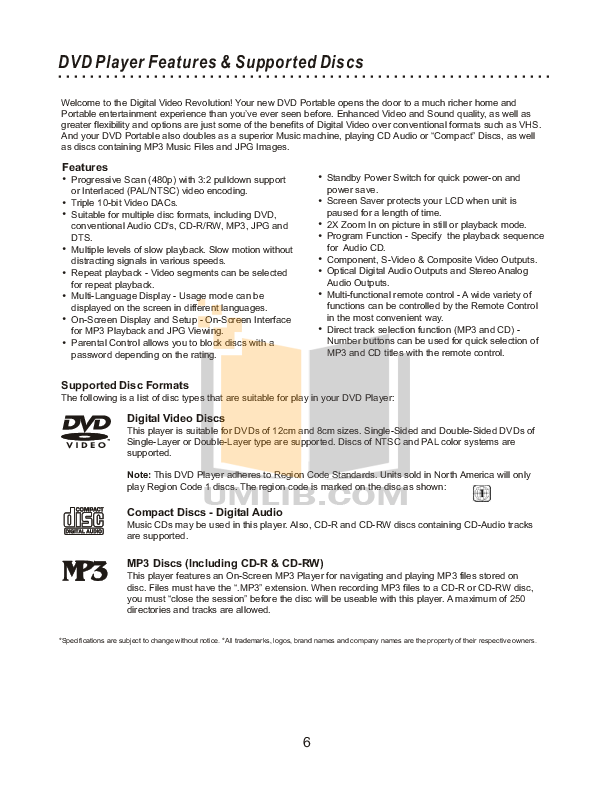 PDF manual for CyberHome DVD Players CH-DVD 300
