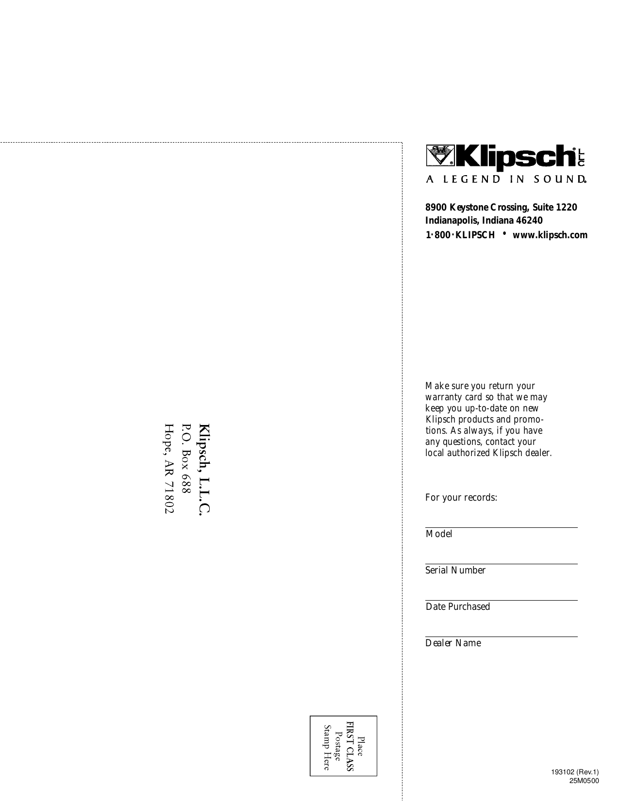 Download free pdf for Klipsch Reference Series RP-3 Speaker manual