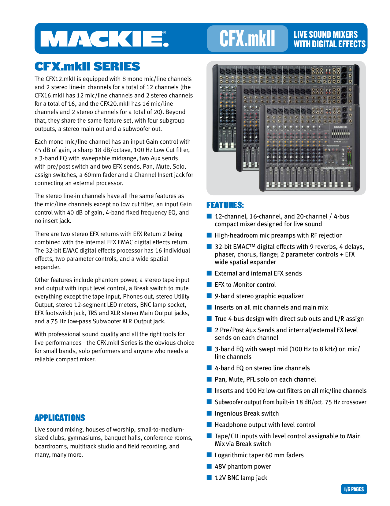 Download free pdf for Mackie CFX mkII Series CFX 20 Line Mixer Other manual