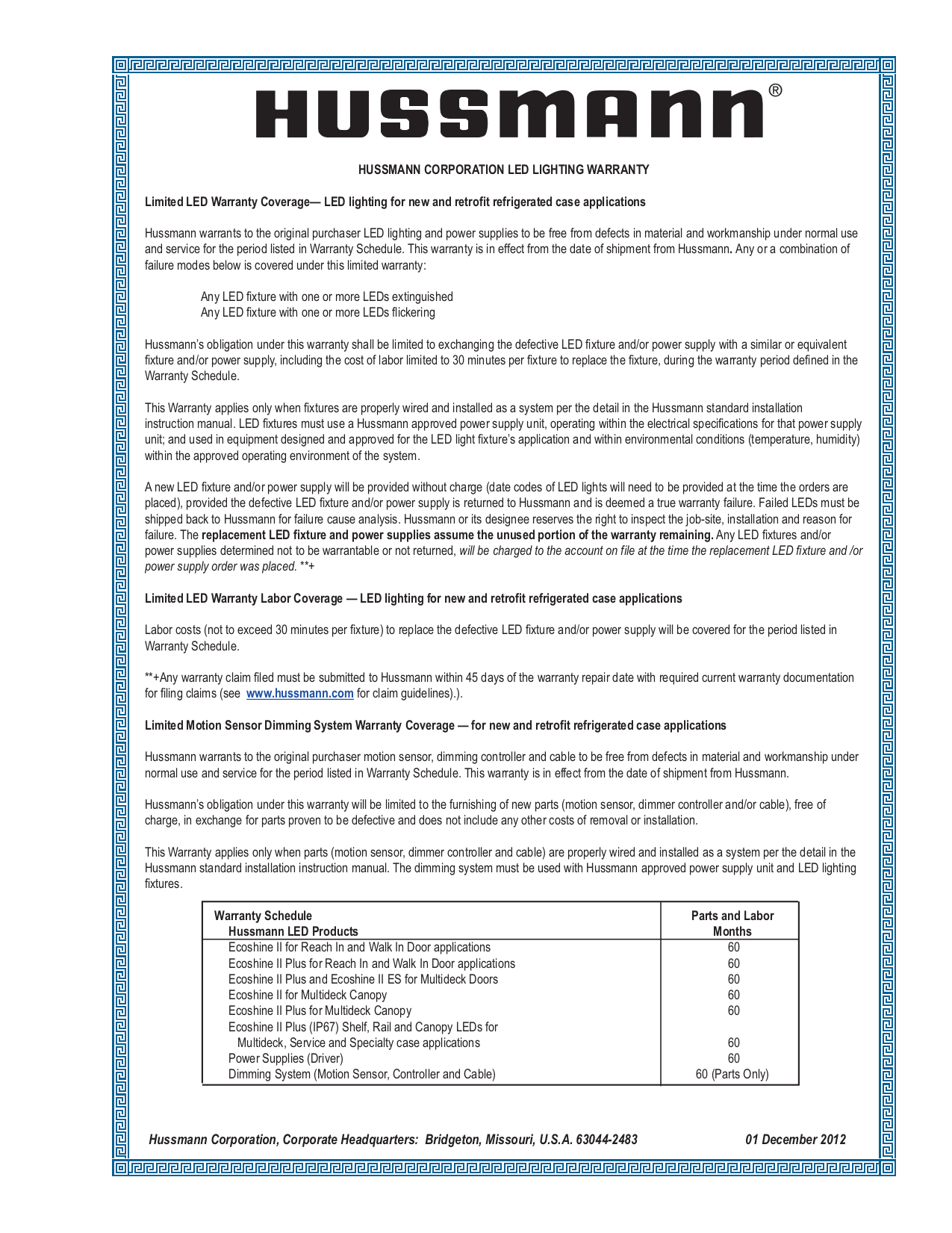 Download free pdf for Hussmann IMPACT LW Freezer manual