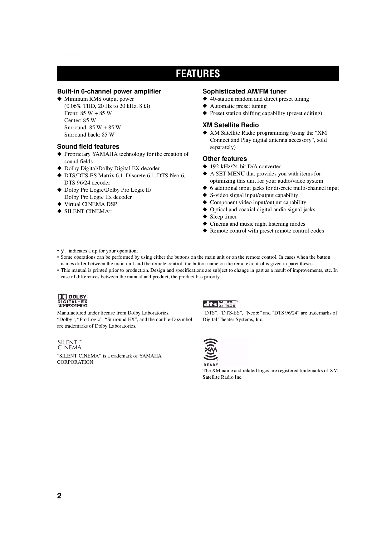 PDF manual for Yamaha Receiver RX-V457