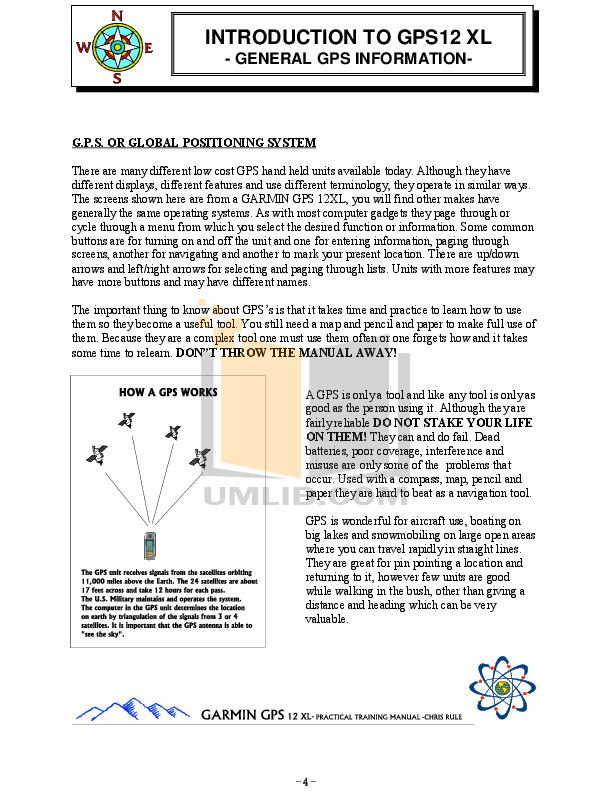 PDF manual for Garmin GPS GPS 12XL