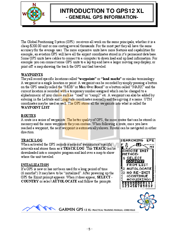 PDF manual for Garmin GPS GPS 12XL