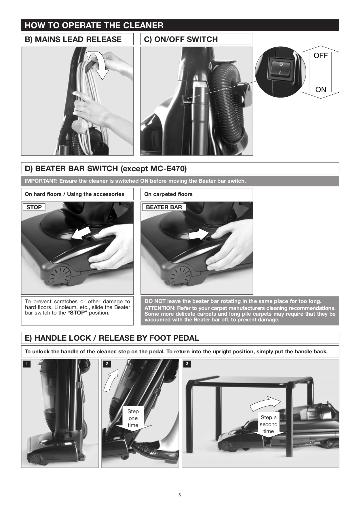 PDF manual for Panasonic Vacuum MCV315