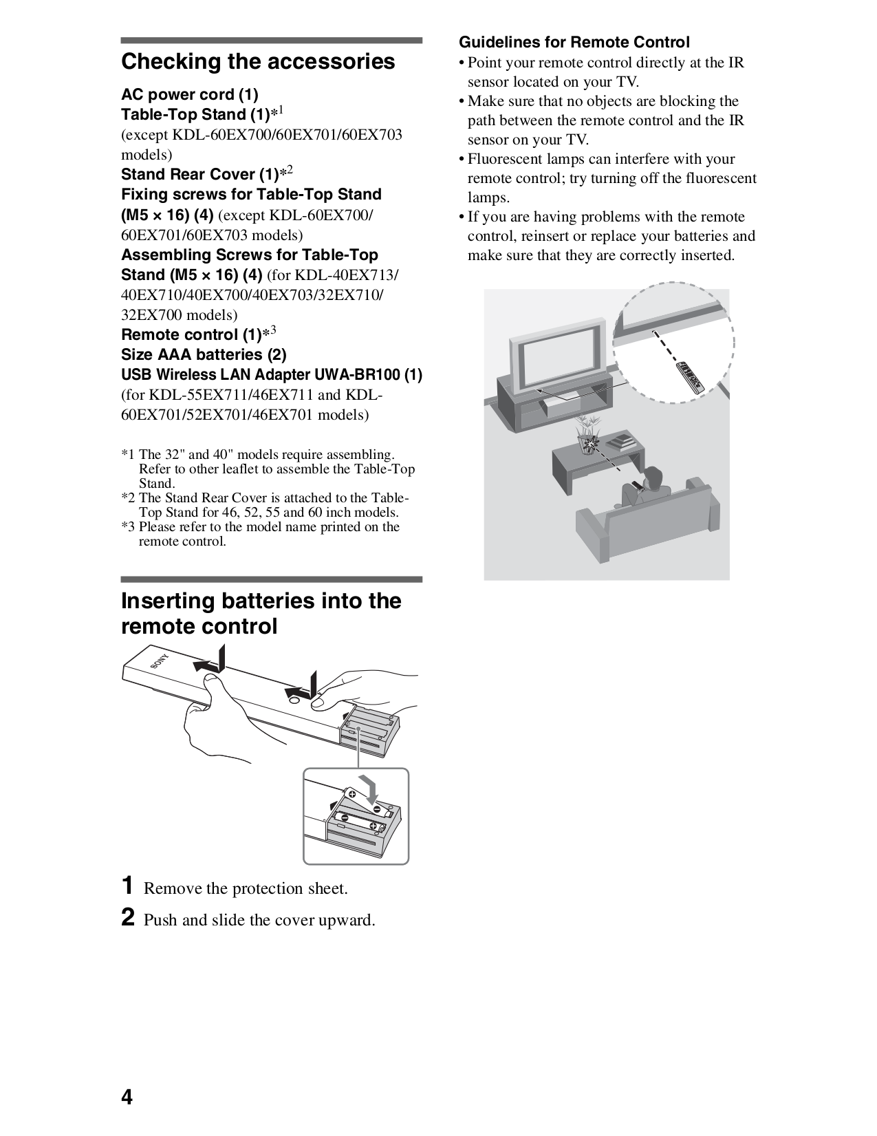 PDF manual for Sony TV BRAVIA KDL-40EX710