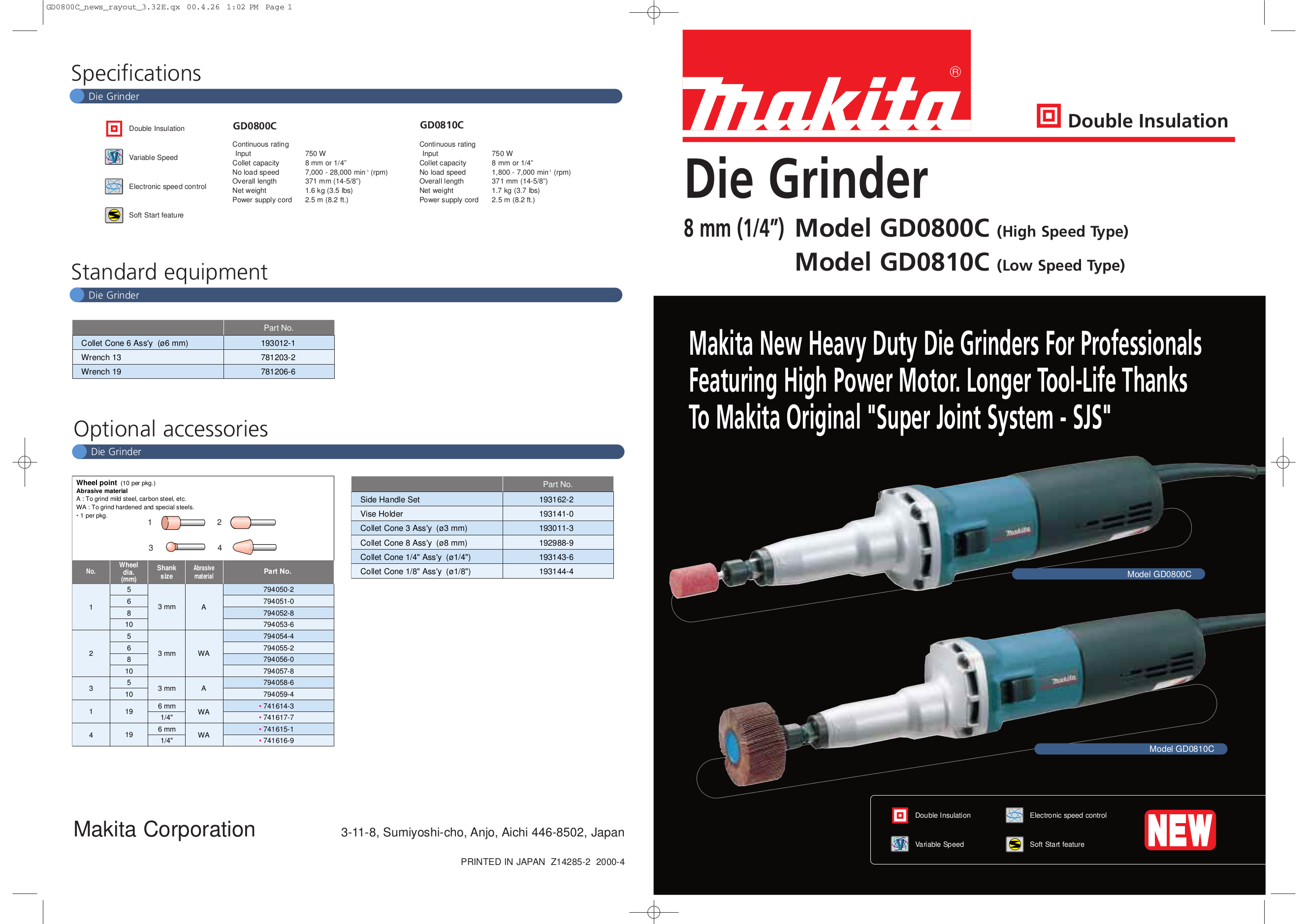 Download free pdf for Makita GD0800C Die Grinders Other manual