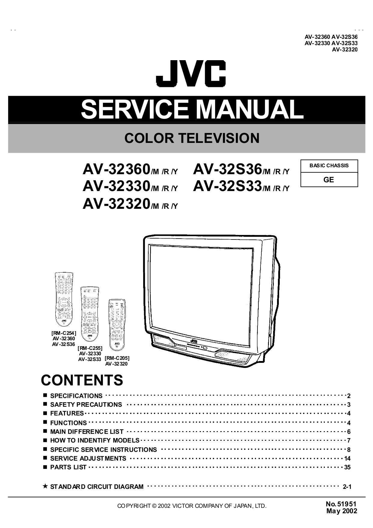 Сервис мануал. JVC av-36s33. Телевизор JVC av-32x10eu 32