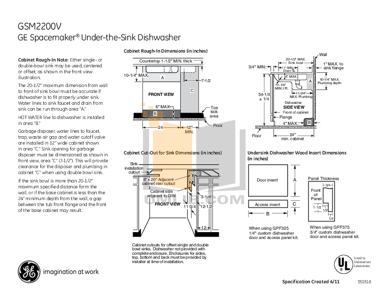 PDF manual for GE Dishwasher GSM2260VSS