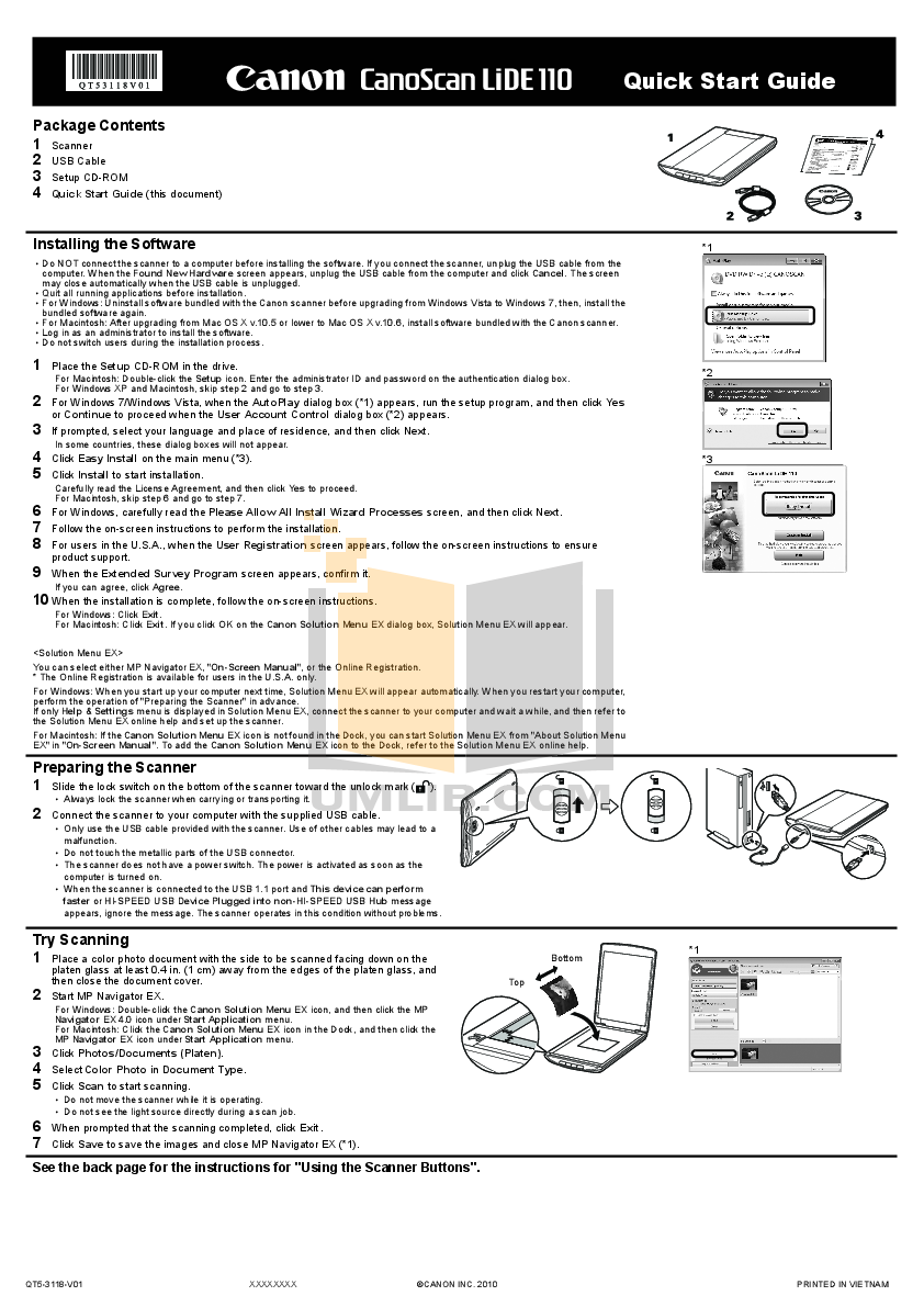 pdf for Canon Scanner CanoScan LiDE 25 manual