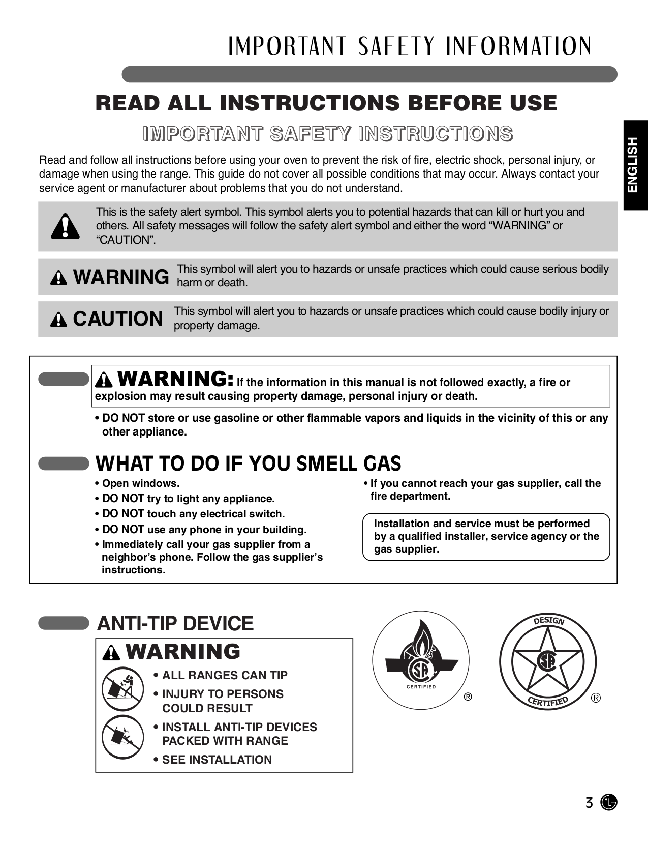 Owners Manual For Lg Electric Range