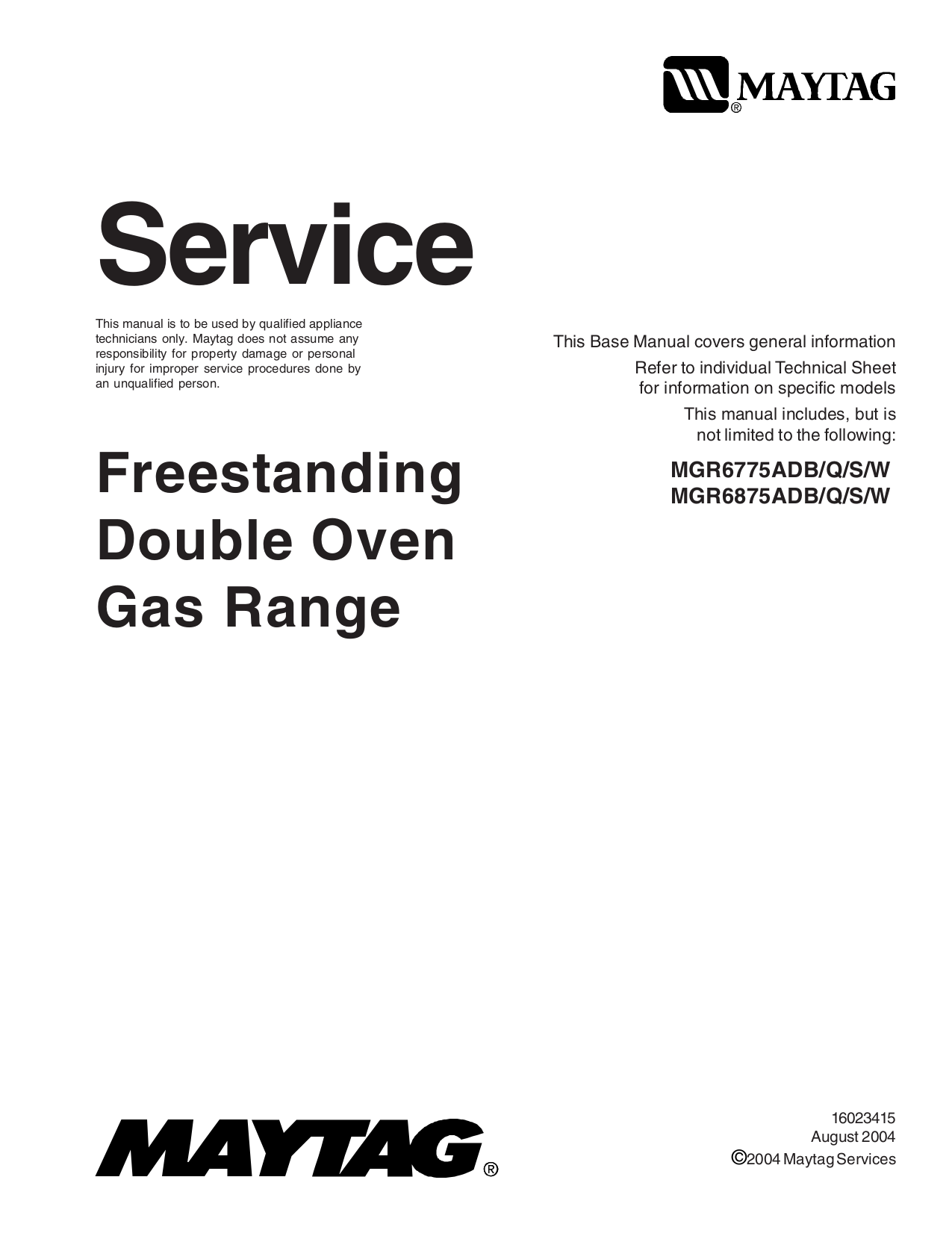 Download free pdf for Maytag Gemini MGR6875ADS Range manual